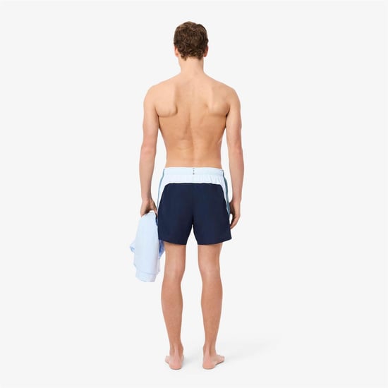 Men's Lacoste Block Swim Trunks in Navy - Image 5