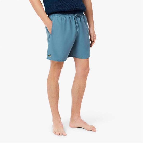 Men's Lacoste Length Monochrome Swim Trunks in Blue - Image 3
