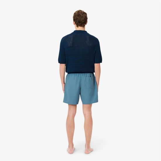 Men's Lacoste Length Monochrome Swim Trunks in Blue - Image 4