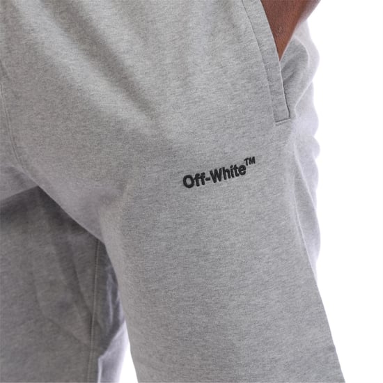 Men's Off White All Sweat Shorts in Grey black - Image 3