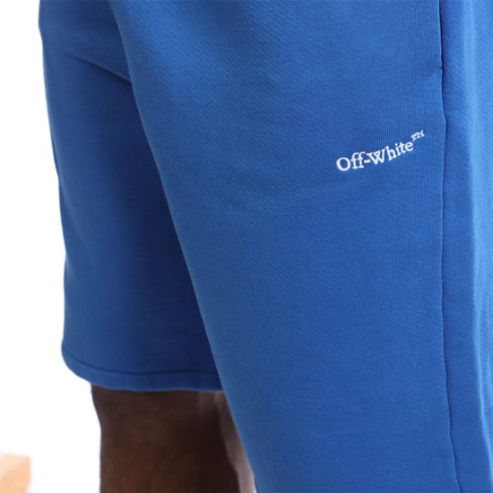 Men's Off White Arrow Skate Sweat Shorts in Blue-White - Image 2