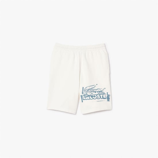 Men's Lacoste Graphic Fleece Shorts in Cream - Image 1