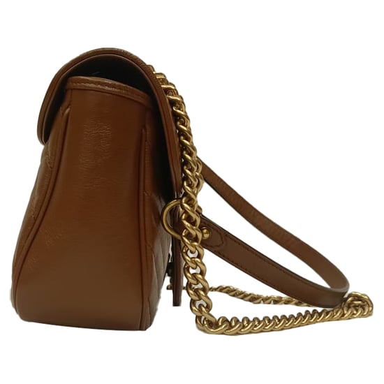 Gucci Small GG Marmont Quilted Shoulder Bag in Brown Leather - Image 3