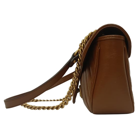 Gucci Small GG Marmont Quilted Shoulder Bag in Brown Leather - Image 5