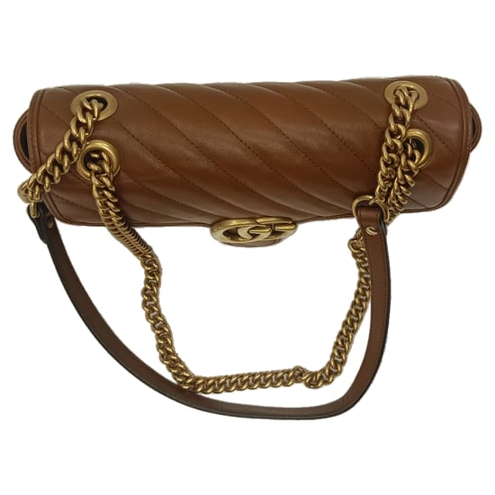 Gucci Small GG Marmont Quilted Shoulder Bag in Brown Leather - Image 6