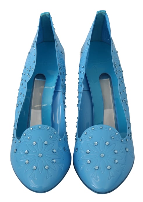 Dolce & Gabbana Blå Kristall Blommiga CINDERELLA Klackskor - Image 4