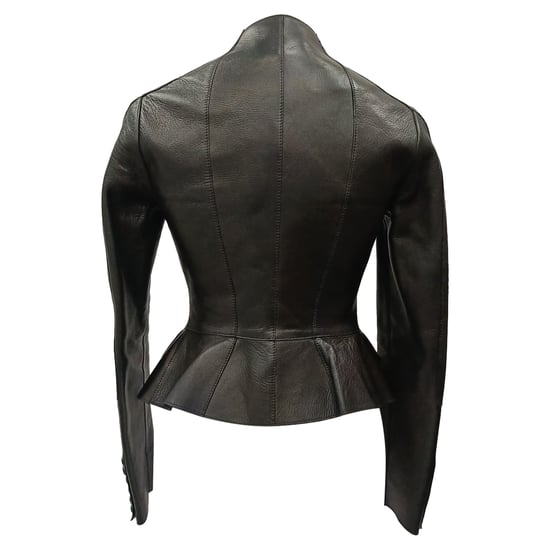 Burberry Prorsum Button-Down Peplum Jacket in Lamb Leather - Image 3