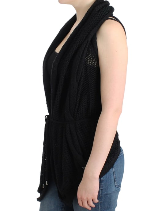 Knit Cardigan Vest Drawstring Waist - Image 2