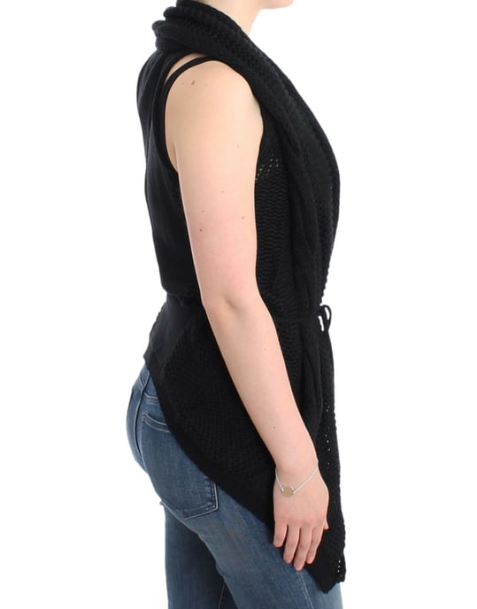 Knit Cardigan Vest Drawstring Waist - Image 4