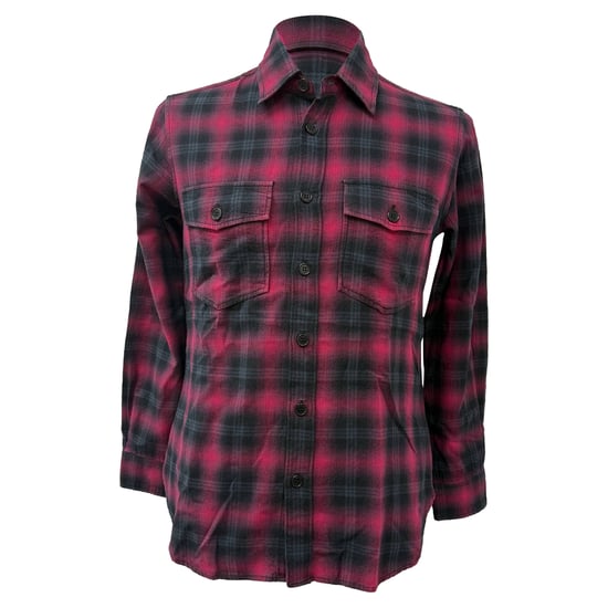 Saint Laurent Plaid Button-Down Flannel Shirt in Red and Black Cotton - Image 1