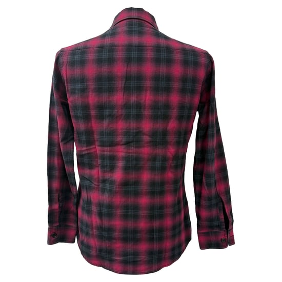 Saint Laurent Plaid Button-Down Flannel Shirt in Red and Black Cotton - Image 3