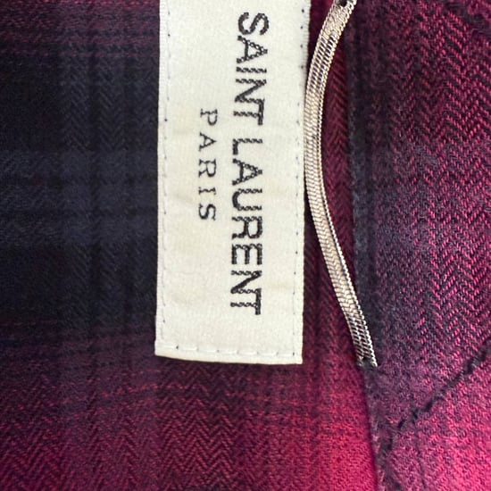 Saint Laurent Plaid Button-Down Flannel Shirt in Red and Black Cotton - Image 4