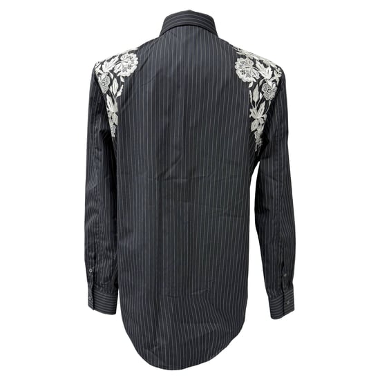 Alexander McQueen Borduursel Pinstripe Shirt in Zwarte Katoen - Image 3