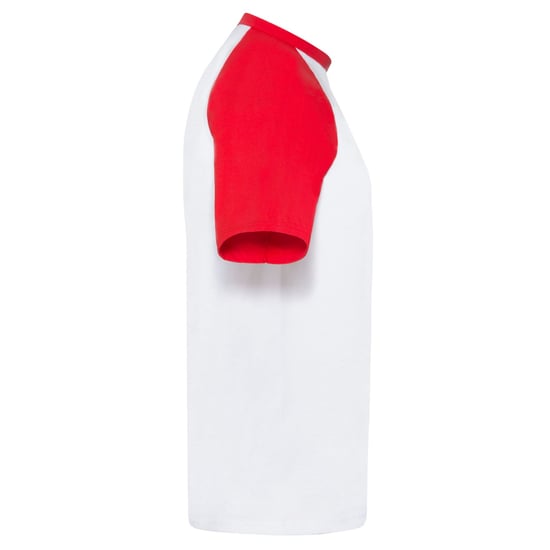 Fruit of the Loom Heren Valueweight Baseball T-shirt (Wit/rood) - Image 3