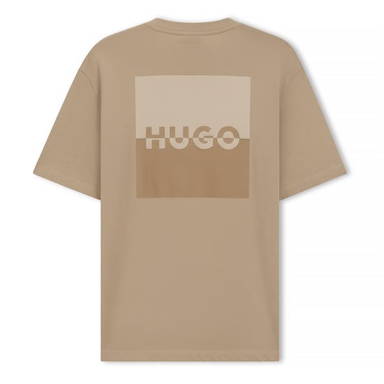 Men's Hugo Split Logo T Shirt in Beige - Image 2