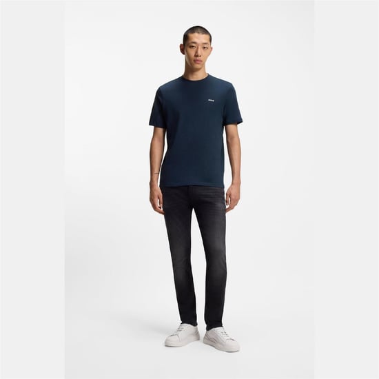 Men's Hugo Logo Print T Shirt in Dark Blue - Image 5