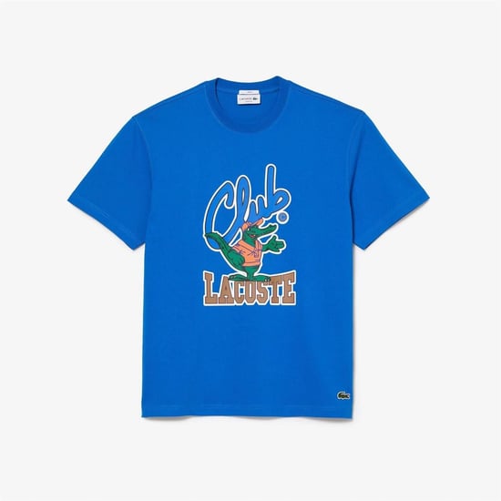 Men's Lacoste Fit Signature Print T Shirt in Blue - Image 5
