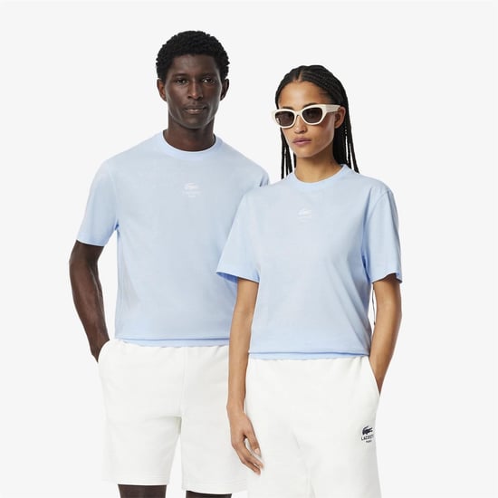 Men's Lacoste Print Cotton T Shirt in Blue - Image 3