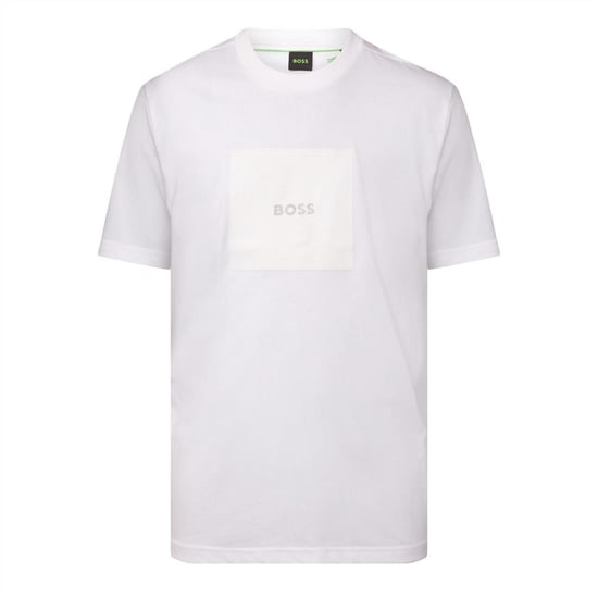 Men's Boss Jersey T Shirt with Fineline Artwork in White - Image 1