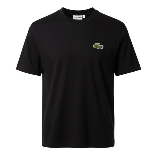 Men's Lacoste Fit Heavy Cotton Badge T Shirt in Black - Image 1