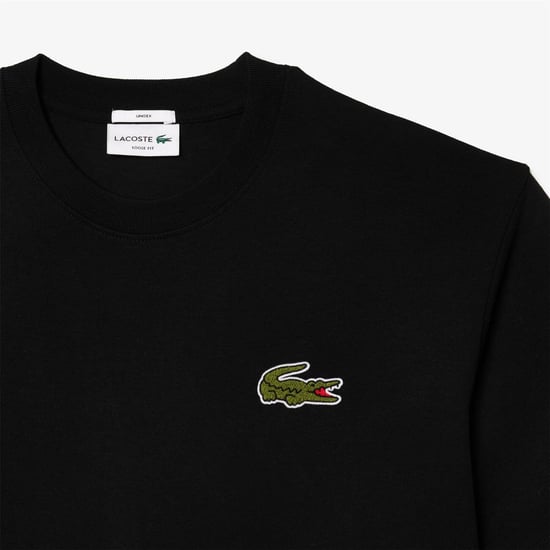 Men's Lacoste Fit Heavy Cotton Badge T Shirt in Black - Image 5