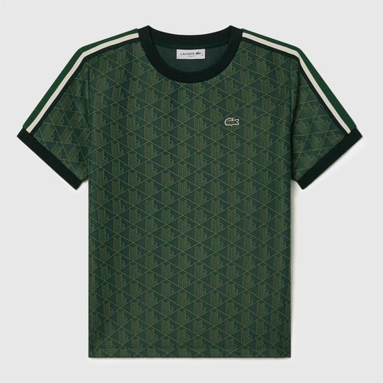 Women's Lacoste Fit Monogram Jacquard T Shirt in Green - Image 1