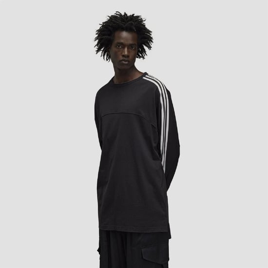 Men's Y-3 Stripes Long Sleeve T Shirt in Black - Image 2