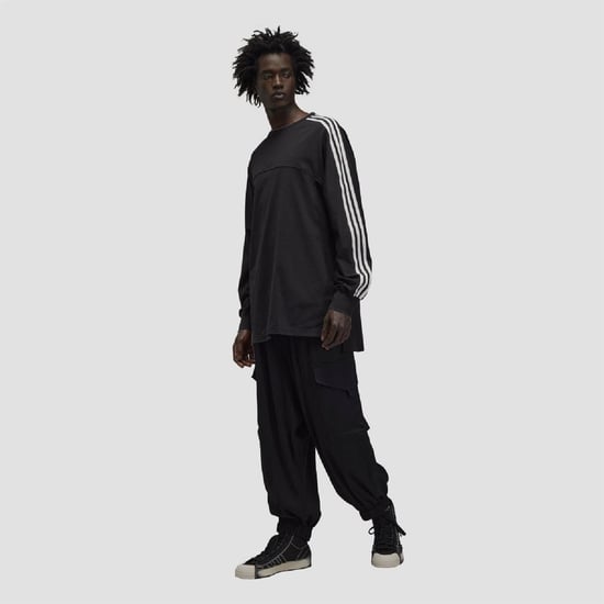 Men's Y-3 Stripes Long Sleeve T Shirt in Black - Image 5