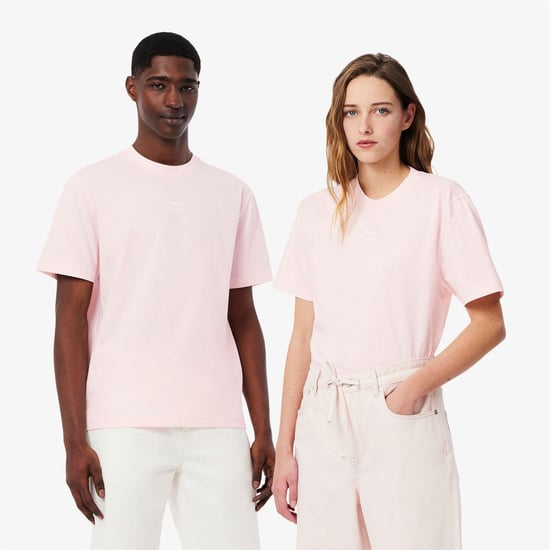Men's Lacoste Print Cotton T Shirt in Pink - Image 3