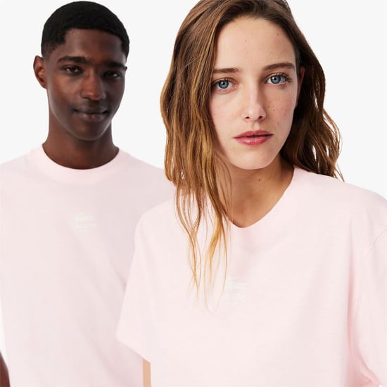 Men's Lacoste Print Cotton T Shirt in Pink - Image 5