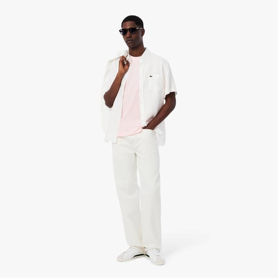 Men's Lacoste Print Cotton T Shirt in Pink - Image 6