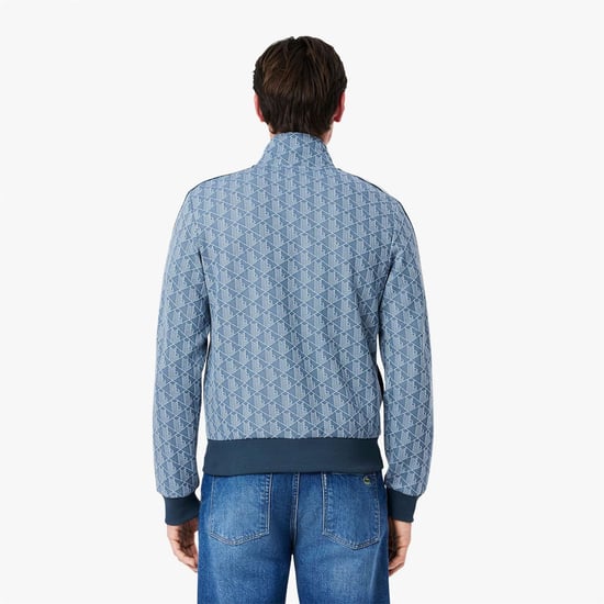 Men's Lacoste Zip Up Jacquard Track Jacket in Blue - Image 3