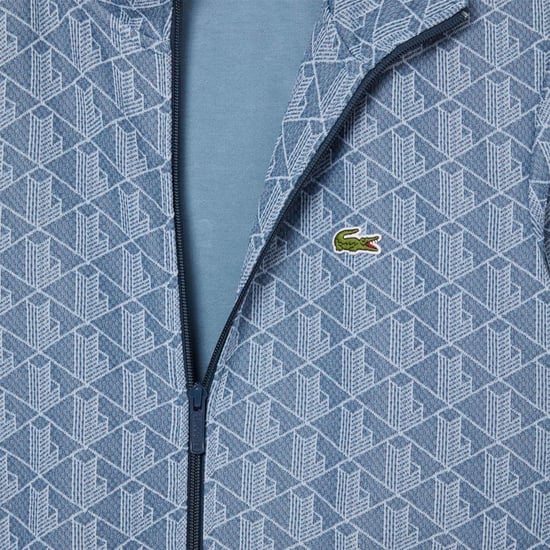 Men's Lacoste Zip Up Jacquard Track Jacket in Blue - Image 4
