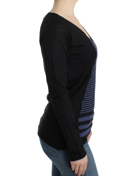 V-hals Gestreepte Brei Sweater - Image 4