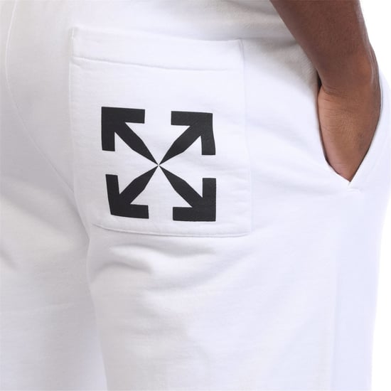 Men's Off White Arrow Pocket Slim Sweatpants in White Black - Image 3