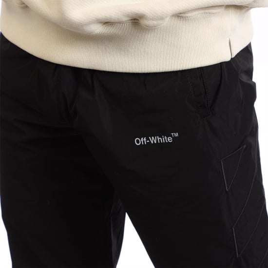 Men's Off White Outline Track Pants in Black - Image 3