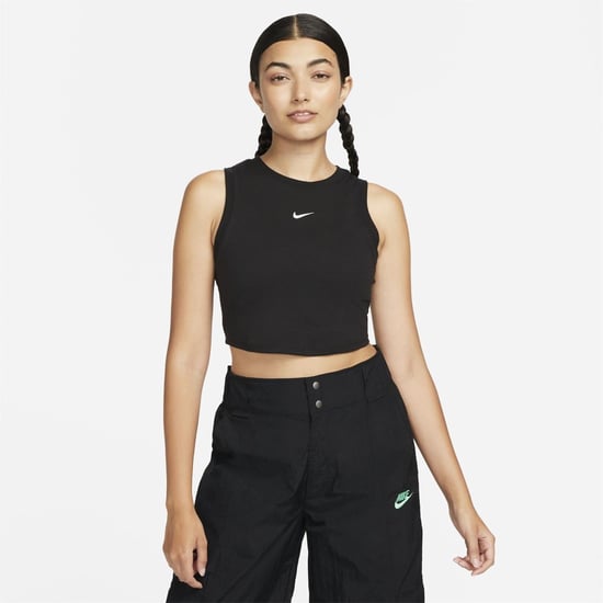 Women's Nike Cropped Slim Fit Crew Neck Tank in Black - Image 1