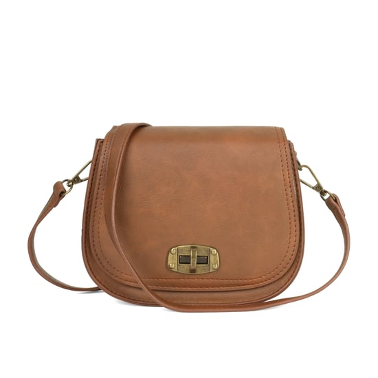 Women's Small Crossbody Bag, Vintage Look Faux Leather Shoulder Bag in Tan - Image 1