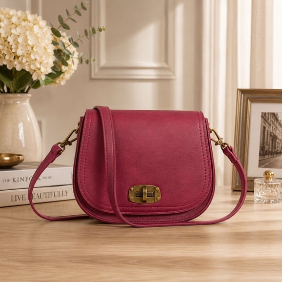 Women's Small Crossbody Bag, Vintage Look Faux Leather Shoulder Bag in Burgundy - Image 3