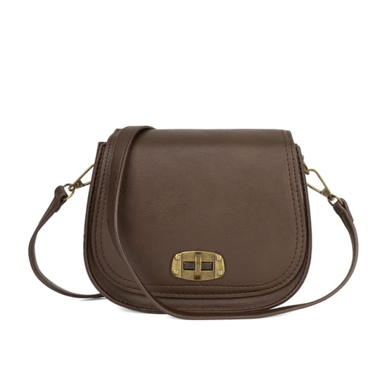 Women's Small Crossbody Bag, Vintage Look Faux Leather Shoulder Bag in Chocolate - Image 1