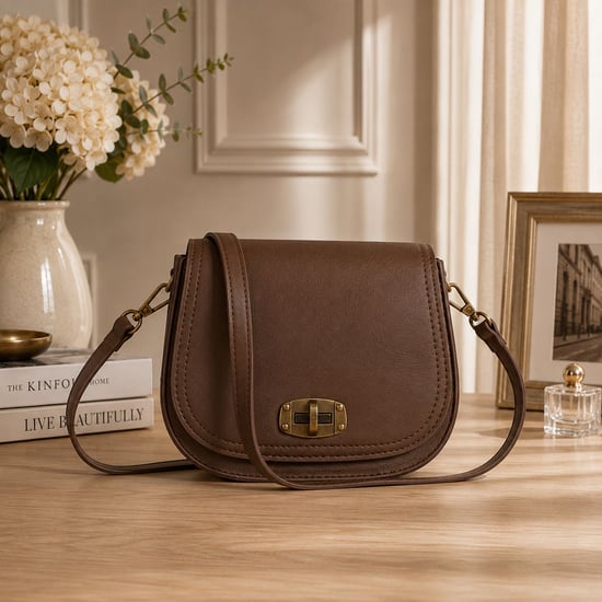 Women's Small Crossbody Bag, Vintage Look Faux Leather Shoulder Bag in Chocolate - Image 3