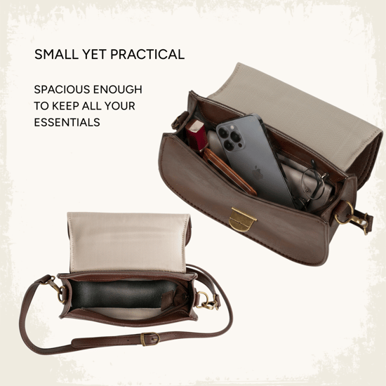 Women's Small Crossbody Bag, Vintage Look Faux Leather Shoulder Bag in Chocolate - Image 6