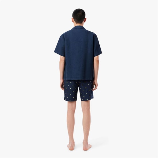 Men's Lacoste Poplin Pyjama Shorts in Navy - Image 4