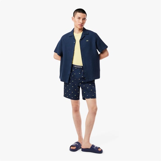 Men's Lacoste Poplin Pyjama Shorts in Navy - Image 6