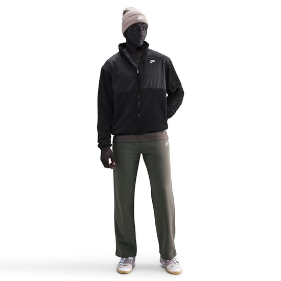 Men's Nike Solid Patterned Full Zipper Sweat Jacket with Zipped Pocket in Black/White - Image 3