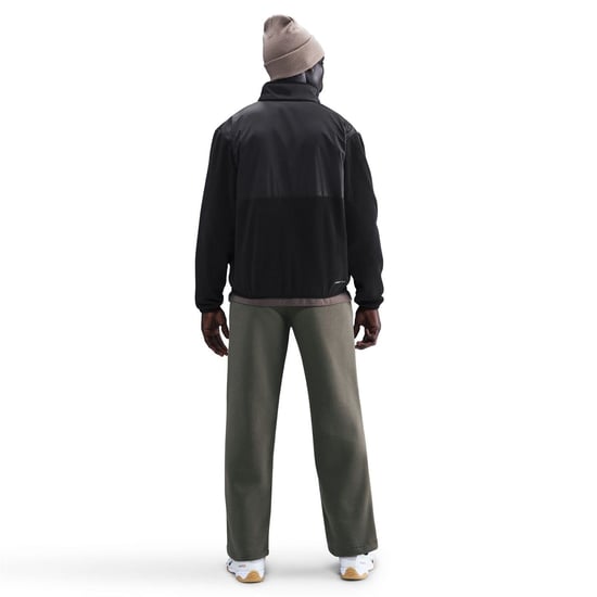 Men's Nike Solid Patterned Full Zipper Sweat Jacket with Zipped Pocket in Black/White - Image 4