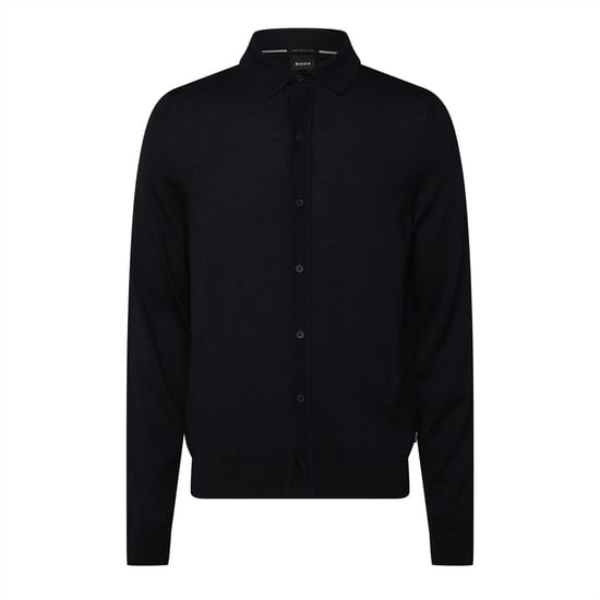 Men's Boss Regular Fit Shirt in Virgin Wool in Dark Blue - Image 1