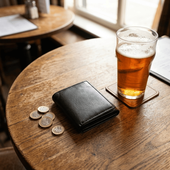 Men’s Genuine Leather RFID Wallet with 9 Card Slots, Black Trifold Design - Image 4