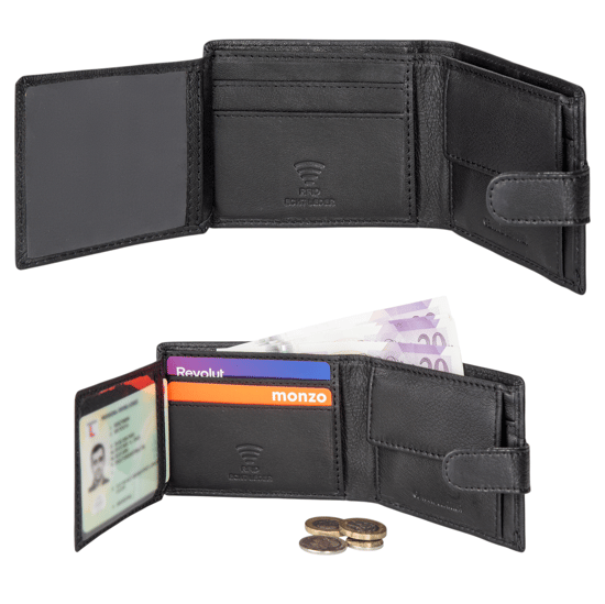 Men’s Genuine Leather RFID Wallet with 4 Card Slots, ID Window & Coin Pocket - Image 3
