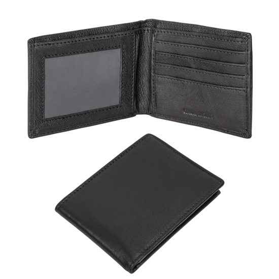 Men’s Genuine Leather RFID Wallet with 4 Card Slots, ID Window & Zipped Coin Pocket - Image 1